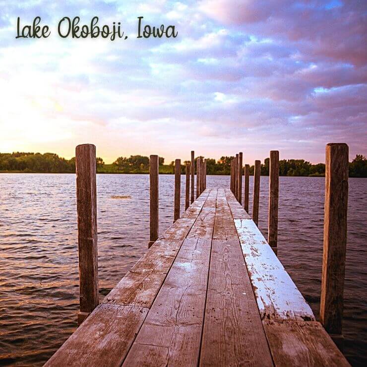 Dock on Lake Okoboji in Iowa, a family-friendly resort town hidden gem in the US. 