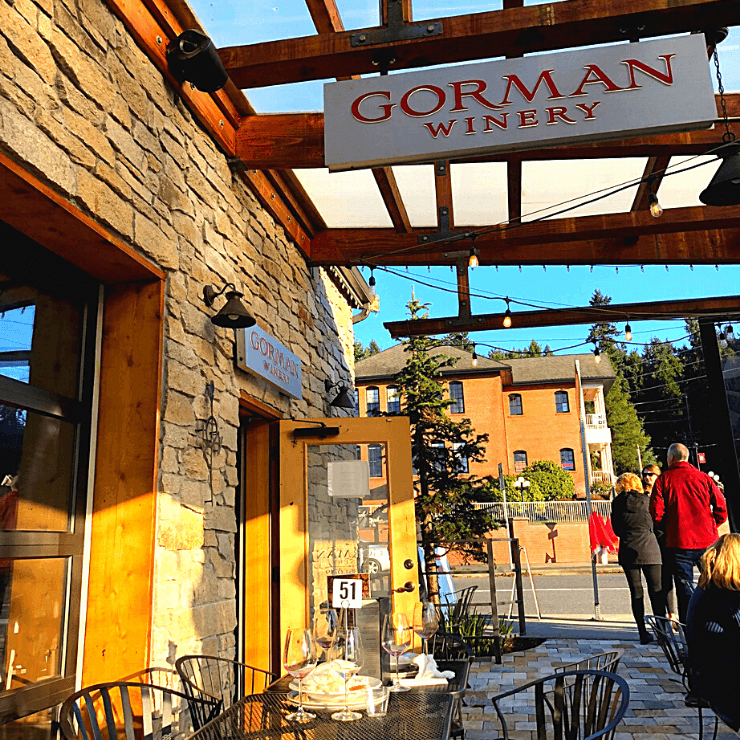 Gorman Winery in Woodinville, Washington is just one of many wine tasting rooms in downtown Woodinville. 