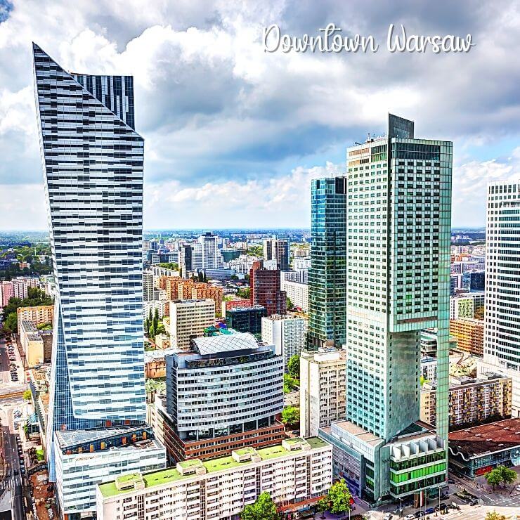 The skyline of downtown Warsaw, Poland