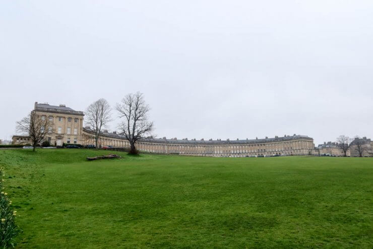 The Crescent in Bath, England, with No 1 Royal Crescent museum on the end.