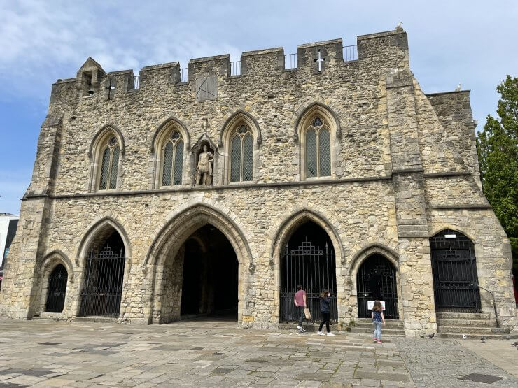 Bargate, a medieval building along the QE2 Mile in Southampton, England.