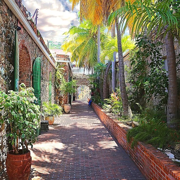 Pretty street in Charlotte Amalie, St. Thomas. Charlotte Amalie is a must-see part of the island during a day in St. Thomas