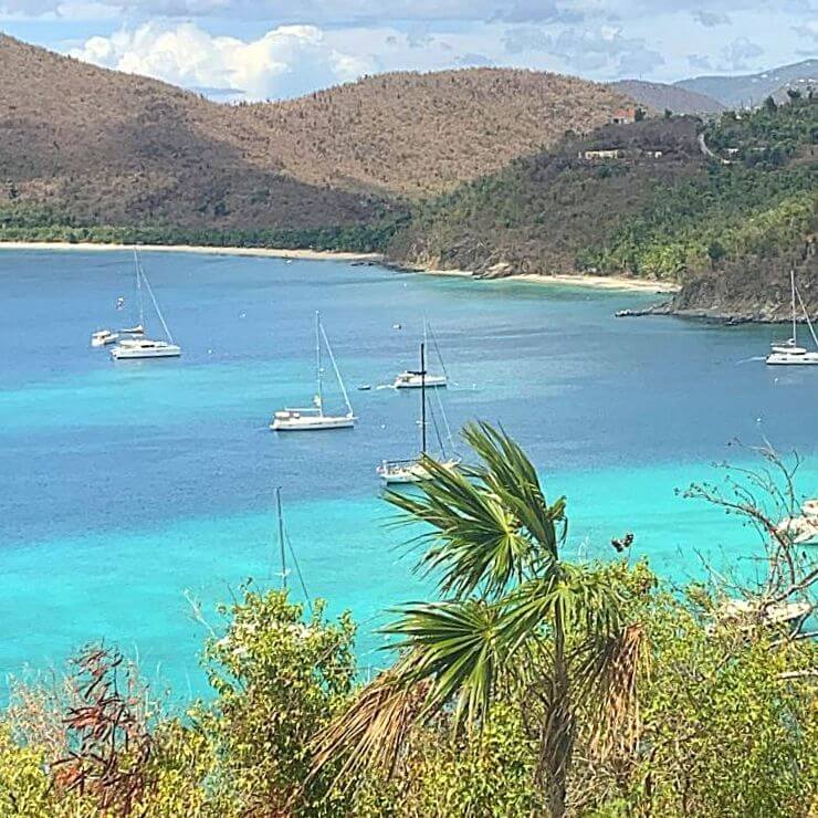 Sailboats in the bay of St. John, US Virgin Islands