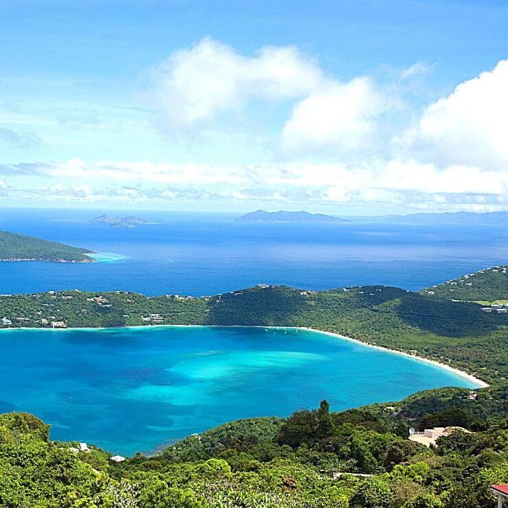 Aerial view of Magens Bay and beyond in St. Thomas