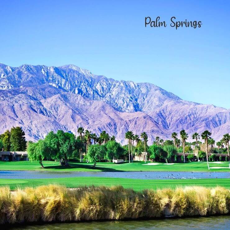 Golf course and mountains in Palm Springs.