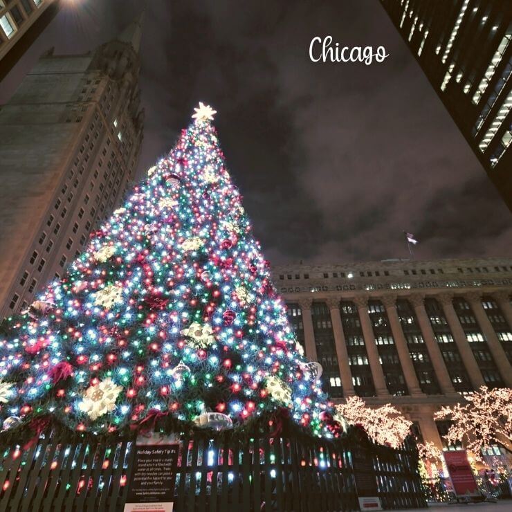 Christmas lights in Chicago, which is home to the annual Christkindlmarket. 