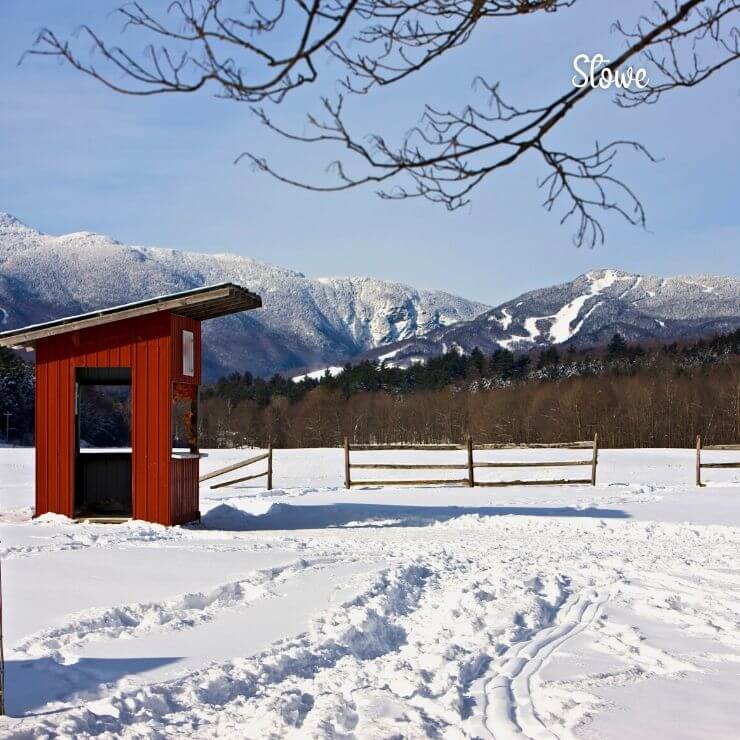 Experience New England beauty in winter thanks to the snow and slopes in Stowe, Vermont. 