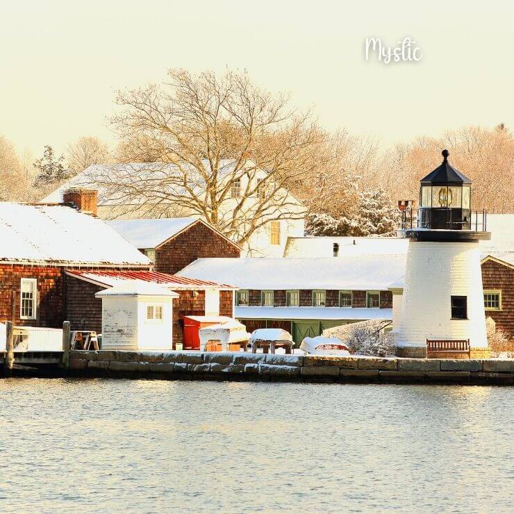 Coastal winter getaway in New England at Mystic, CT.