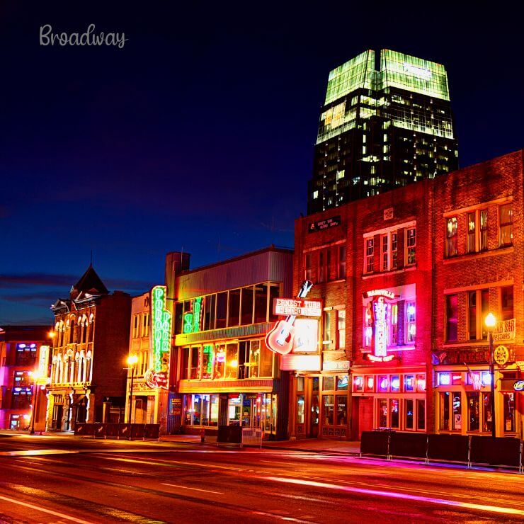 Broadway, the main street running through downtown Nashville, is a great place to base yourselves during a girls weekend in Nashville, especially for a bachelorette party. 