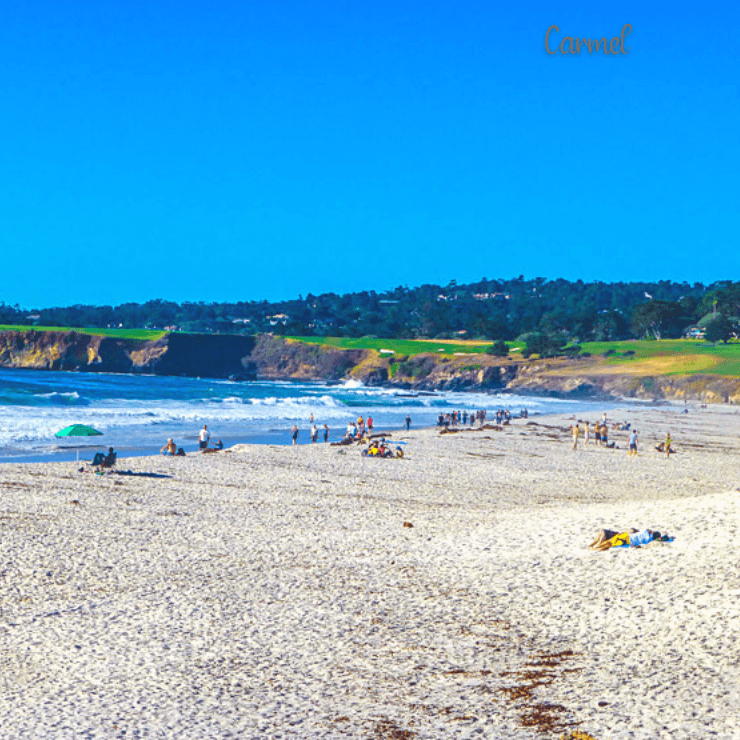 When visiting California's top 20 beaches, be sure to check out Carmel Beach and its view of the Pebble Beach golf course. 