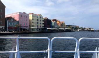 Cruise ship sailing by the Caribbean port of Curacao