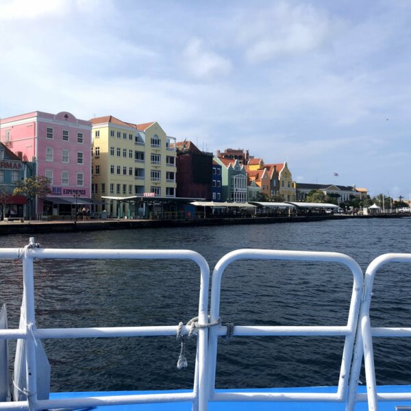 Cruise ship sailing by the Caribbean port of Curacao